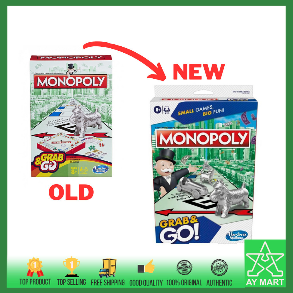 Hasbro Monopoly Go Classic Grab & Go Broad Games Mini Set With Family ...