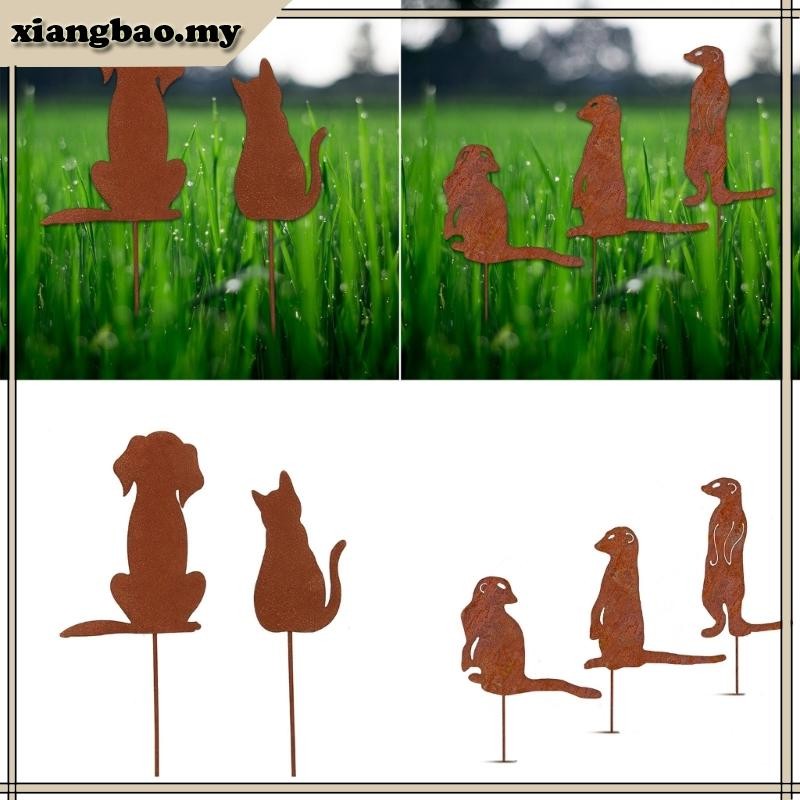 xiangbao1 Metal Garden Statues Rusted Animals Decorative Garden Stakes ...