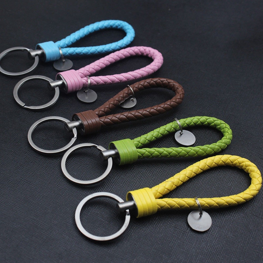 Car Key chain With Key Ring Vehicle Rotating Leather Rope Hand Woven ...