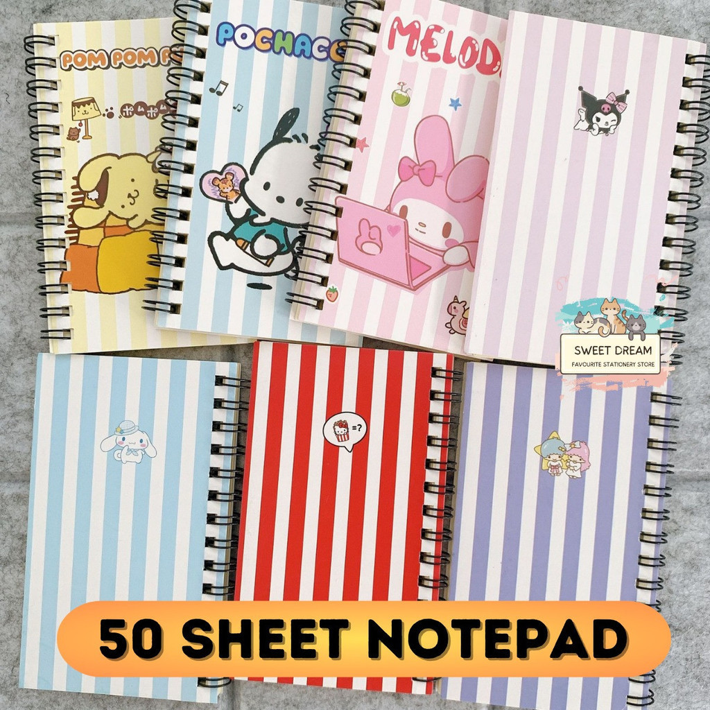 50 Sheets INST SANRIO Horizontal Line Notepad Notebook Coil S Daily ...