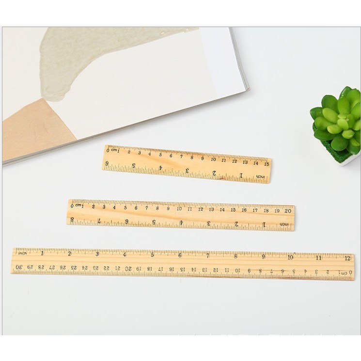 wooden wooden ruler 15cm single-sided double scale ruler student ...