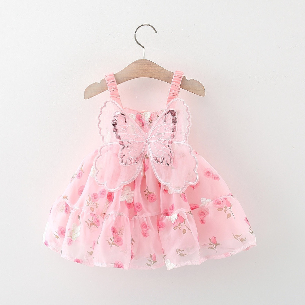 sachin and babi light blue dress Butterfly Dress for Kids Pink Fairy Dress Baby Girl Summer Birthday Dress