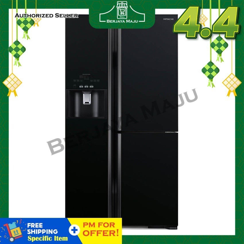 Hitachi Nett 584L Side By Side Inverter Glass Refrigerator RM800GP2M