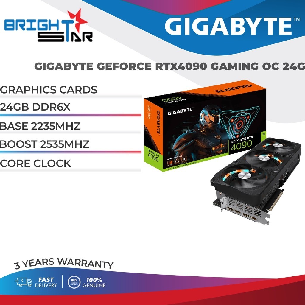 GIGABYTE GEFORCE RTX 4090 GAMING OC 24GB GDDR6X (GV-N4090GAMING OC-24GD ...