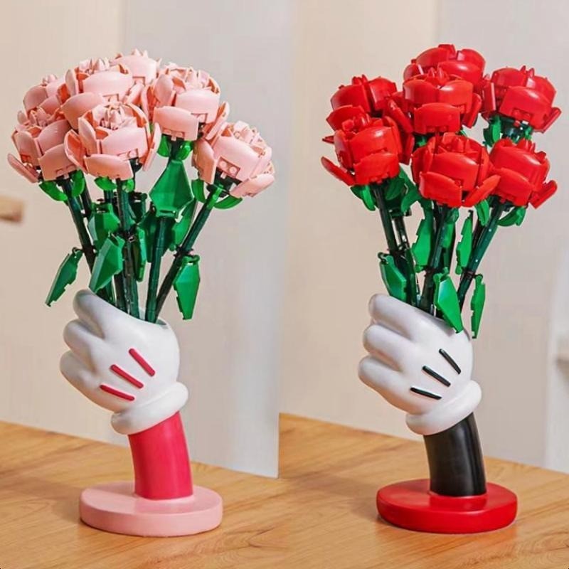 DIY Rose Flower Building Blocks Forever Creative Romantic Rose Flower ...