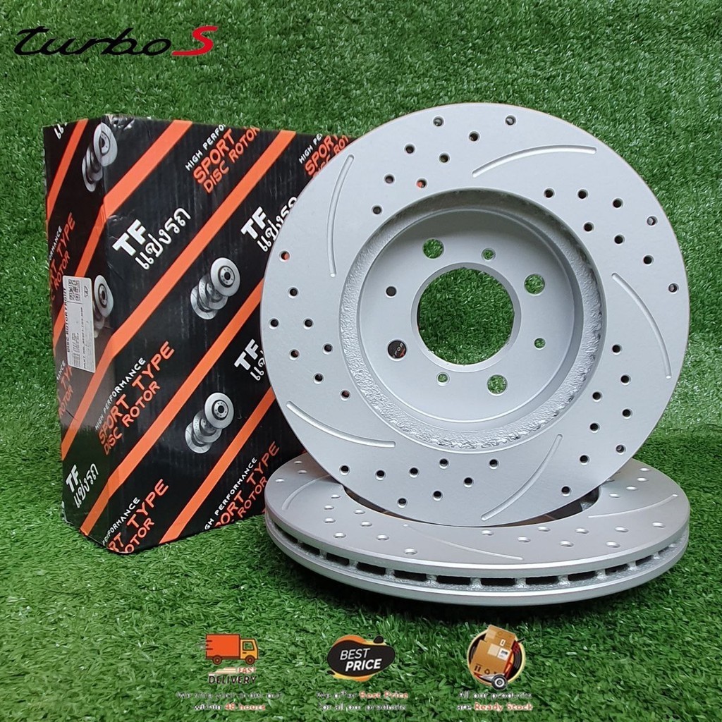 ORIGINAL TF SLOTTED & DRILLED DISC ROTOR (FRT) FOR JAZZ TFO/CITY TMO ...