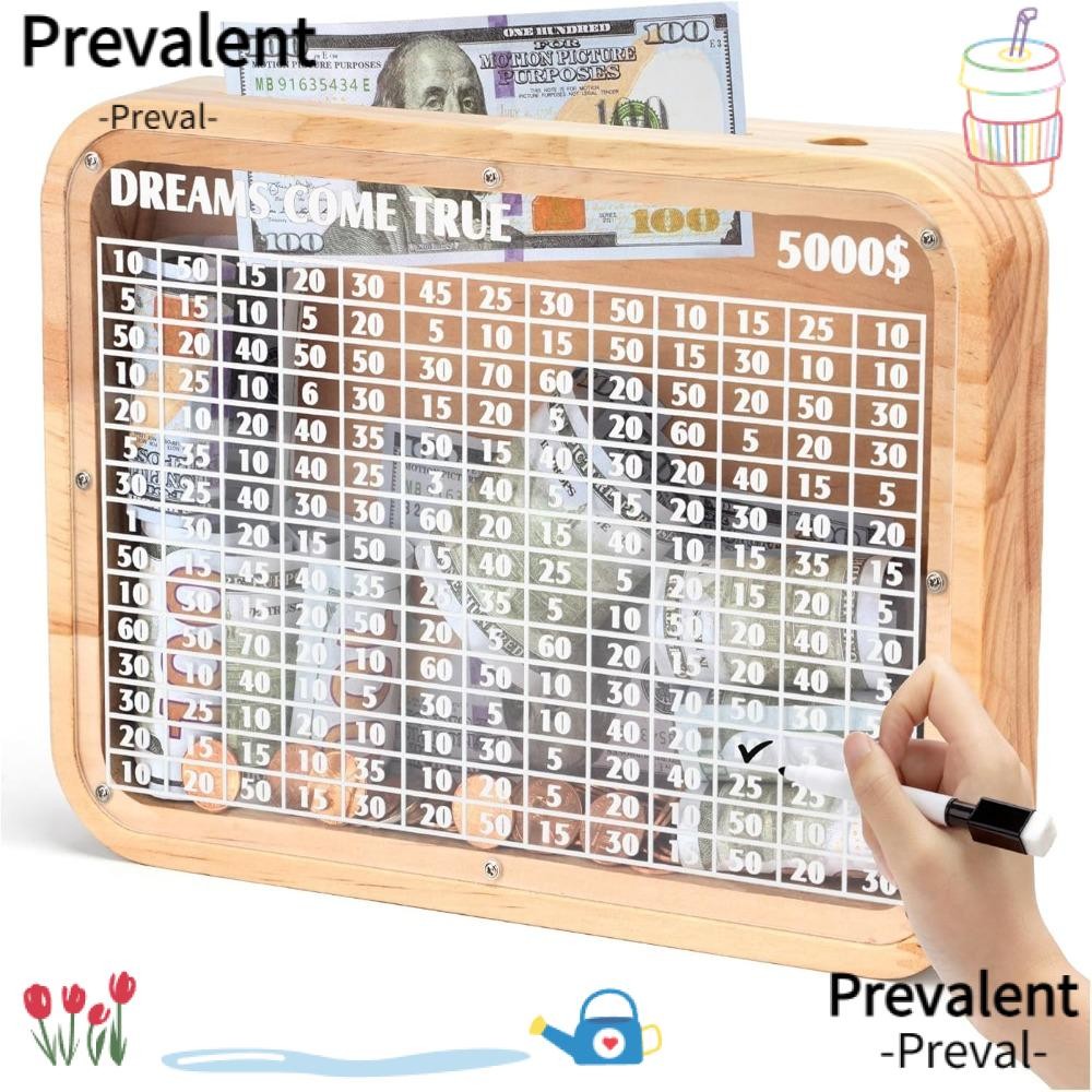 PREVAL Money Saving Box, Visible Reusable Piggy Bank, Crafts Wooden ...