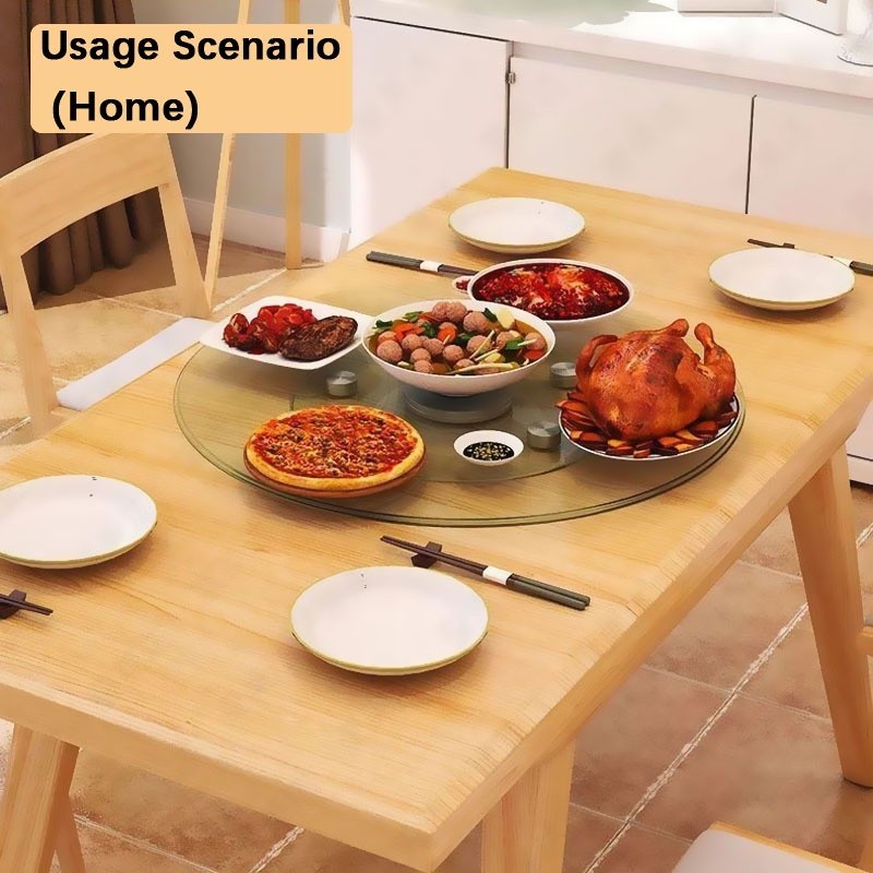 Tempered Glass Table Top Family Dining Table With Rotating Chassis ...