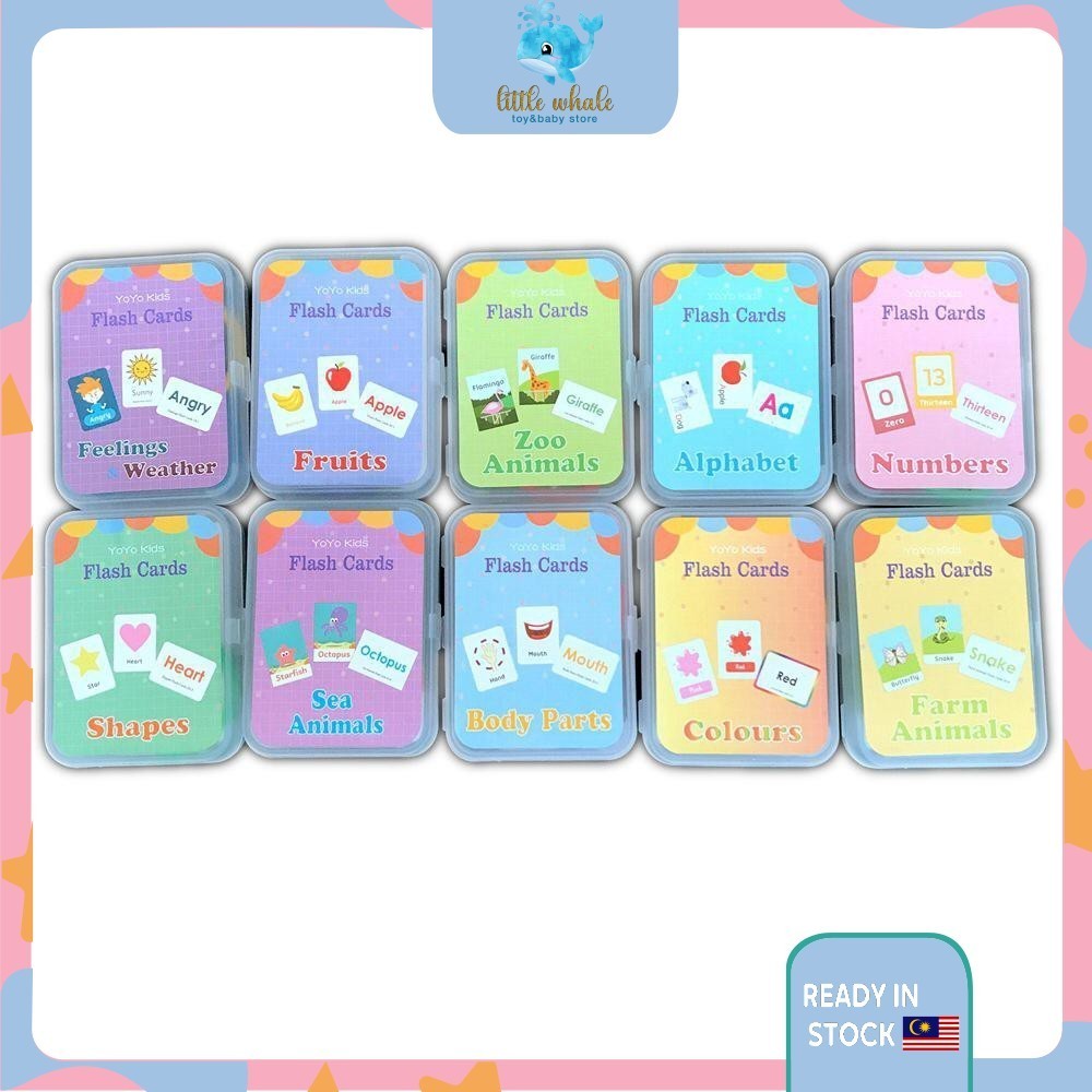🐳Early Learning Flash Card Kad Animal Shape Colour Body Number Alphabet ...
