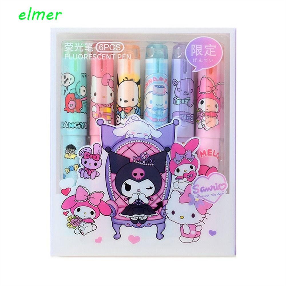 ELMER Fluorescent Markers, Kuromi Cinnamoroll Highlighter, Sweet Color ...