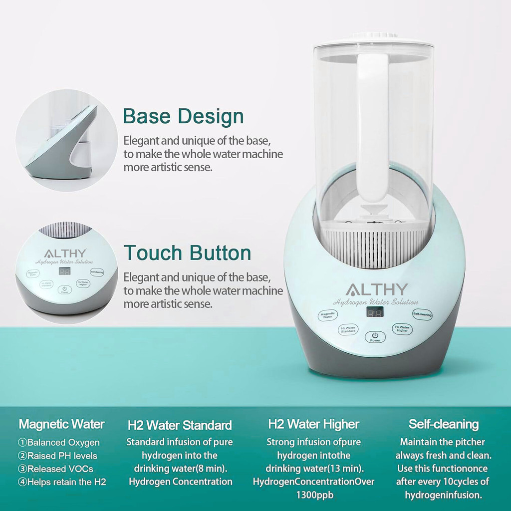 ALTHY Hydrogen Water Pitcher Generator Machine Jug SPE PEM Technology ...