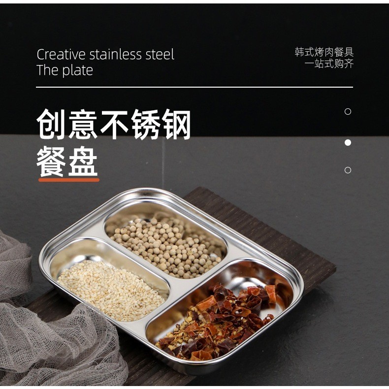 304 stainless steel dinner plate with thickened compartments, lunch box ...