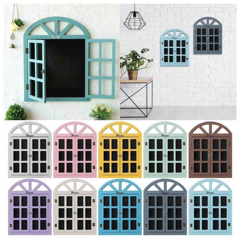 Wood Window Wall Hanging Pendant False Window Blackboard Message Board ...