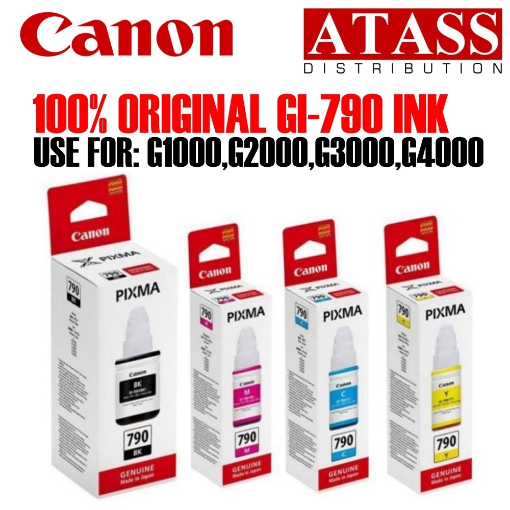 CANON GI790 GI-790 BLACK CYAN MAGENTA YELLOW GI790 INK TANK REFIL INK ...