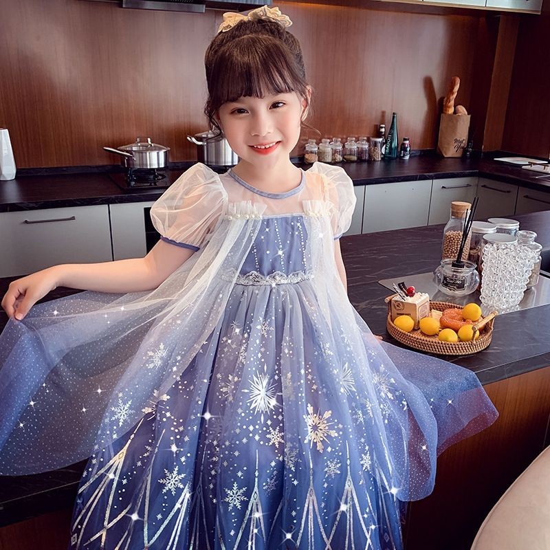 Girls Frozen Elsa Princess Dress Summer Gauze Girl Dress Dress Shopee Malaysia