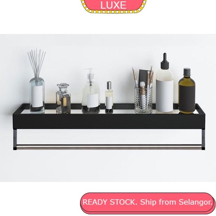 LUXE Aluminium Floating Wall Shelf Storage Shelf Mirror With Shelf Rack ...