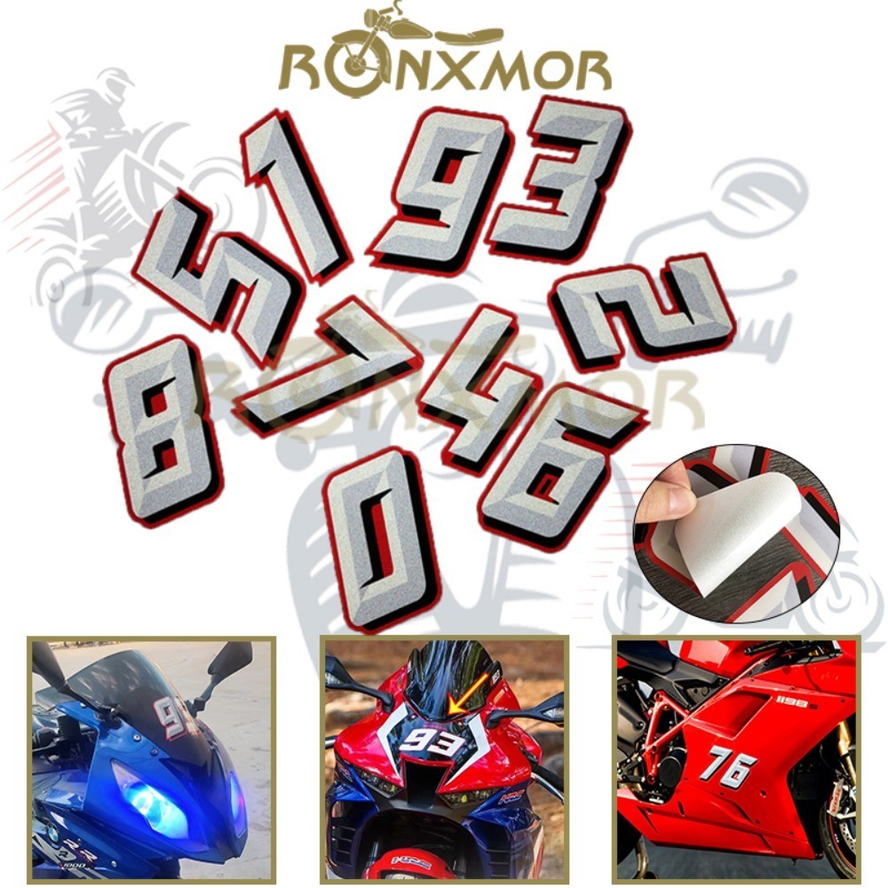 RONXMOR NEW 1PC Motorcycle Reflective Racer Track Day Number Digital ...