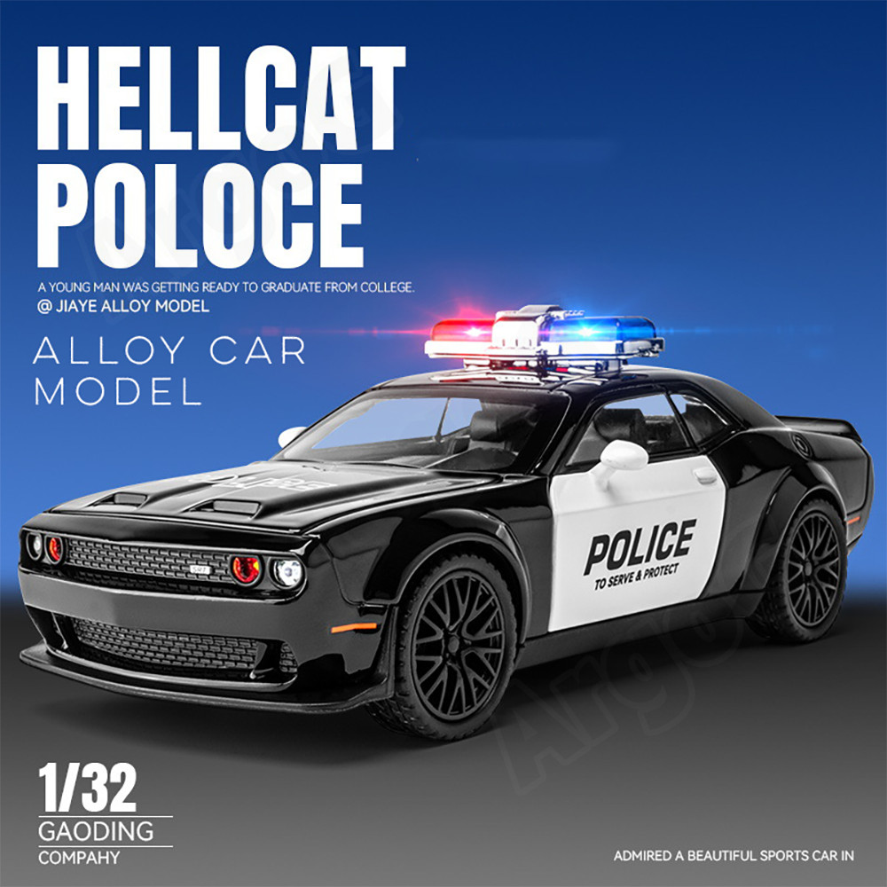 Dodge Hellcat Police Car Model Alloy Material Real Siren Light ...