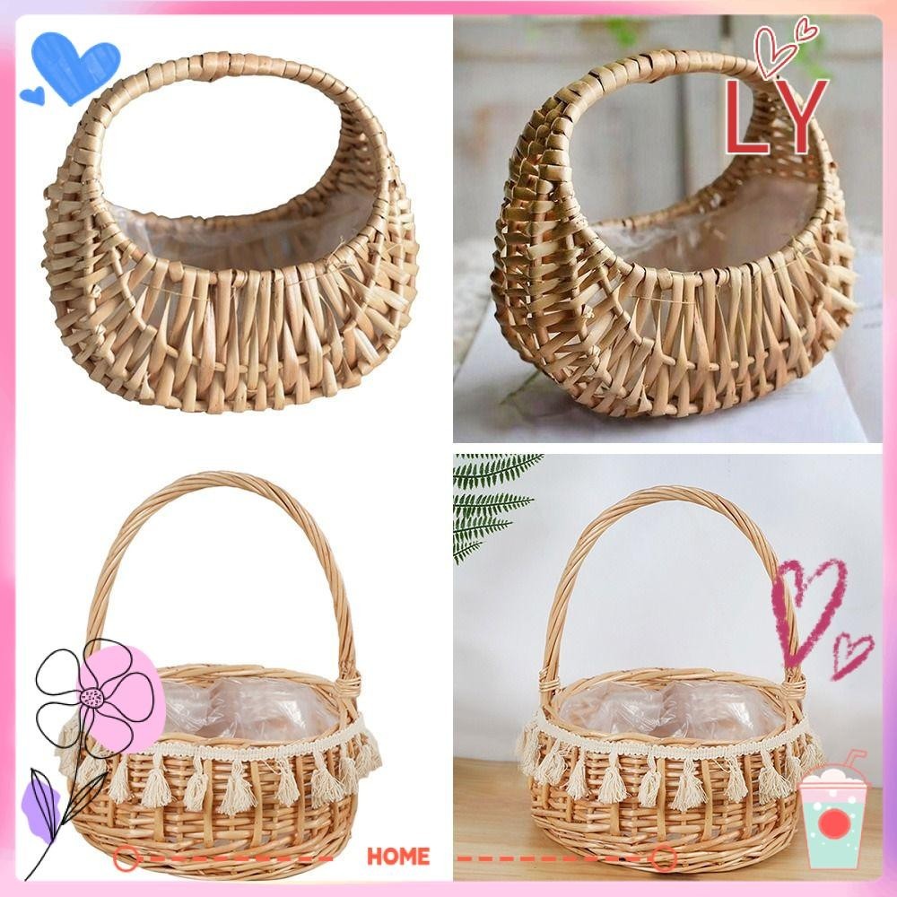 LY-HOME Flower Arrangement Basket, Willow Rattan Woven Basket Flower ...