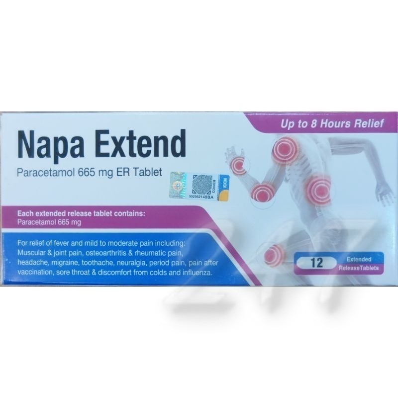 Napa Extend Paracetamol 665mg extended release tab 12's (expired 10/