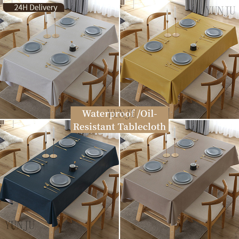 PVC Table Cloth Flower ⭐ Waterproof Oilproof Dining Table Mat Plastic ...