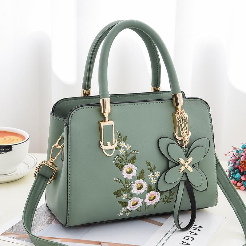 Elegant Floral Pattern Handbag Women s Fashion Faux Leather Shoulder Bag Trendy Double Handle Purse Shopee Malaysia