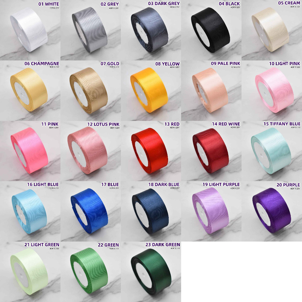 Guiexla 1 Roll 22m 4cm Wide Satin Wedding Ribbon Roll Gift Wrapping Bouquets Bow Making Decoration Home Decor