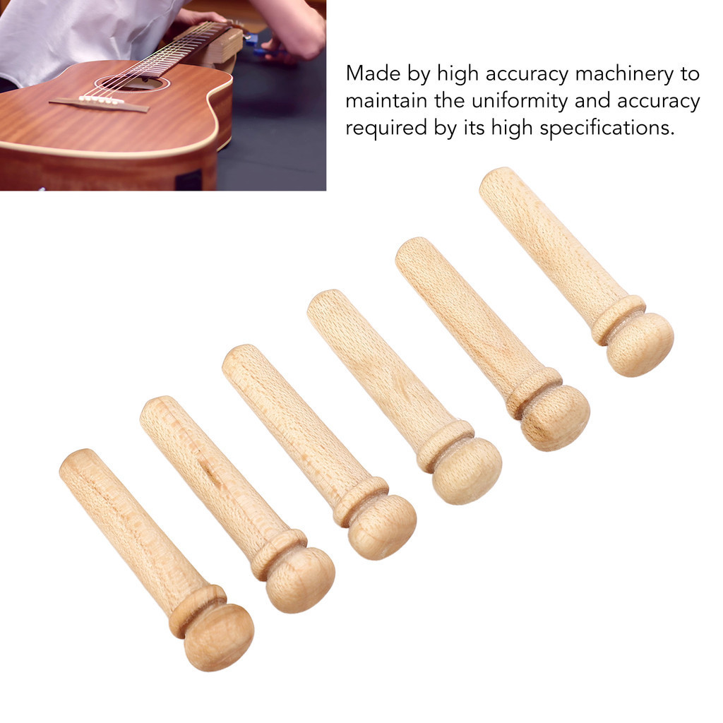 [CAK] 6PCS Guitar Bridge Pin Replacement Maple Wood Guitar Pressure