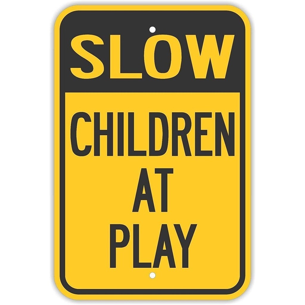 Metal Wall Art Traffic Signs Slow Children at Play Signs Playing Kids ...