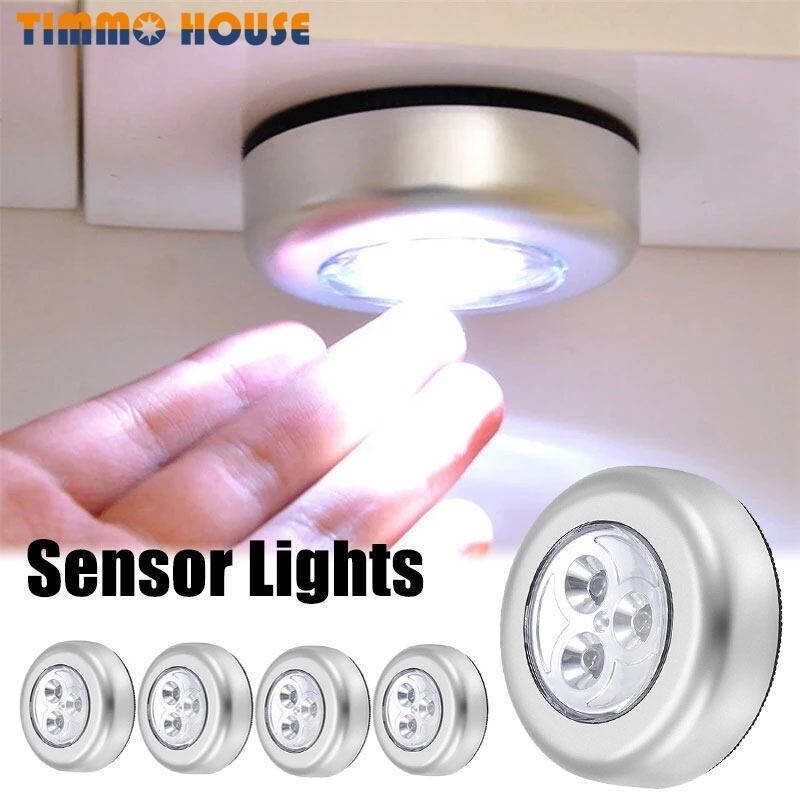 3 LED Battery Powered Wireless Night Light Stick Tap Touch L Gerakan ...