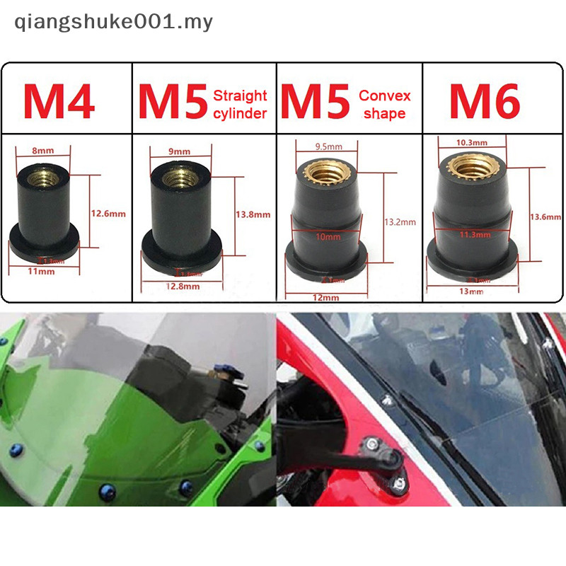 { MY Fashion } Motorcycle Tuning Windshield Rubber Nut N4m5m6 Brass Nut ...