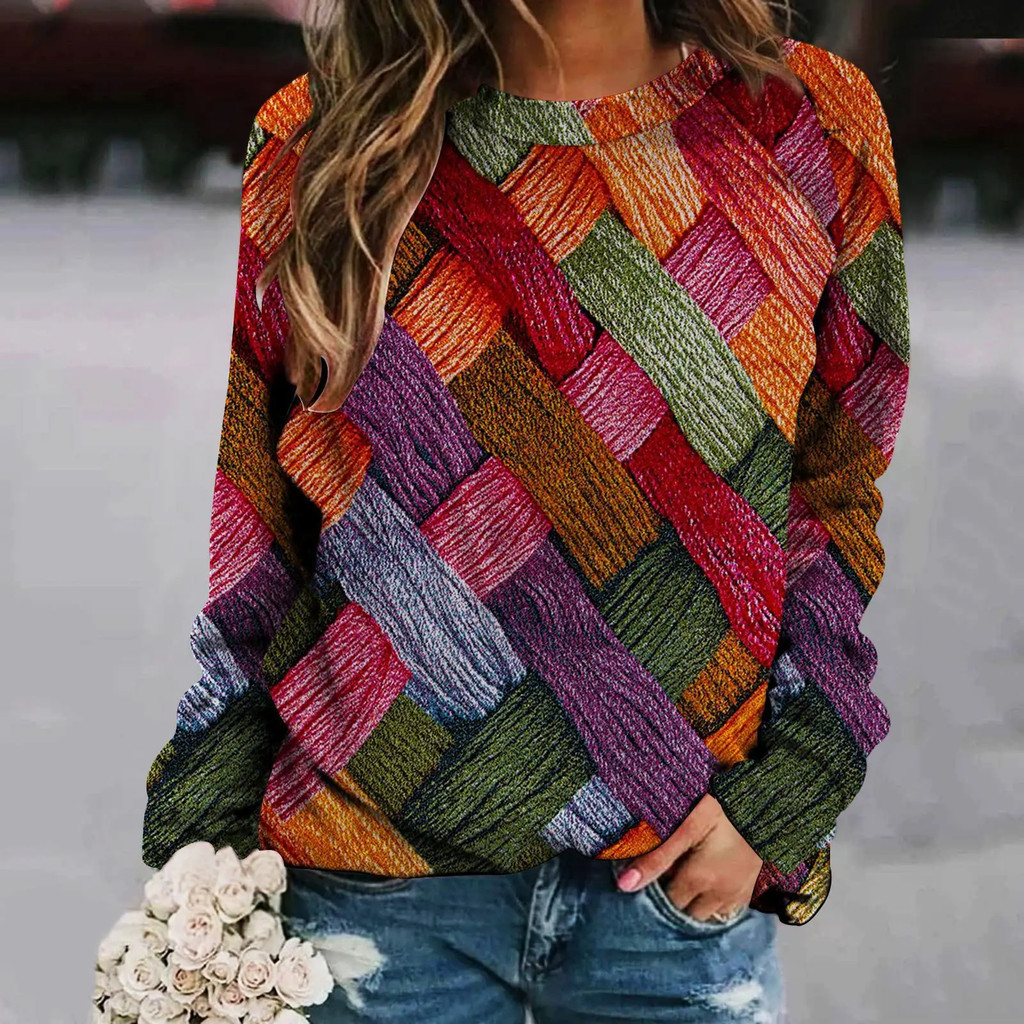 Textured Round Neck Long Sleeve T-Shirt