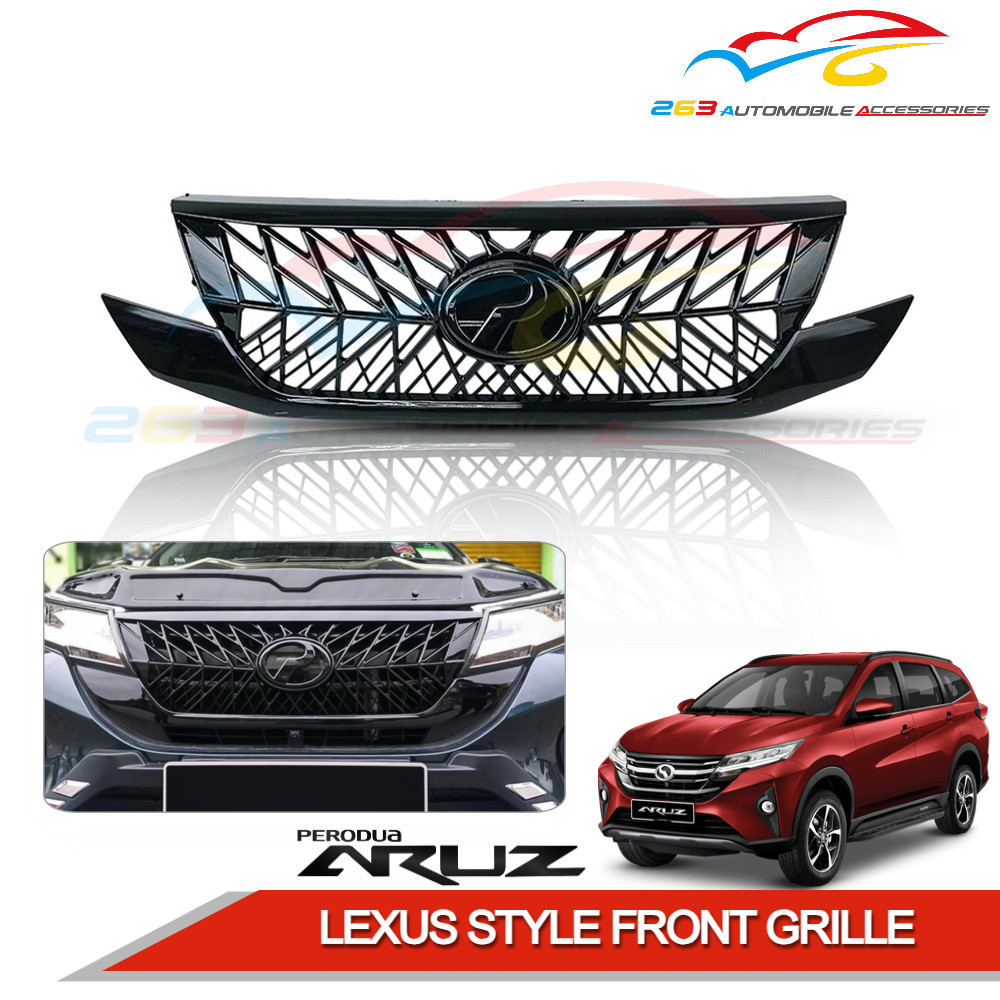 PERODUA ARUZ FRONT GRILLE GRILL STV-LR LEXUS STYLE (GLOSSY BLACK ...