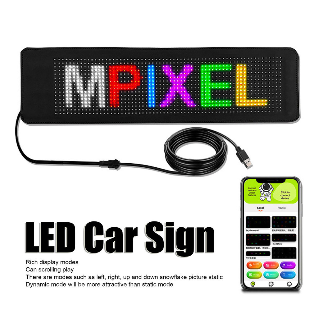 Fun~ Flexible LED Car Screen Bluetooth App Control 16x64 Matrix Custom ...