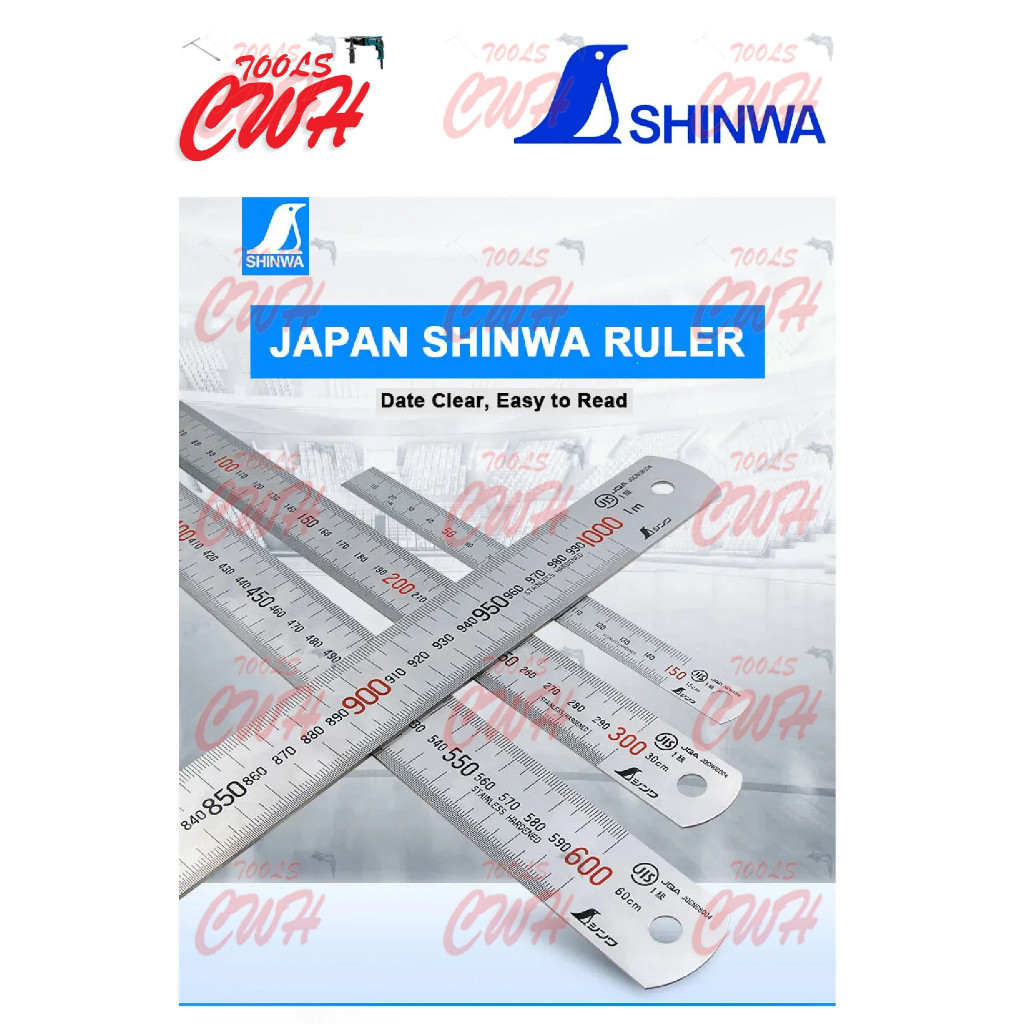 SHINWA JAPAN STAINLESS STEEL RULER MATT SURFACE MEASURER MEASURING ...