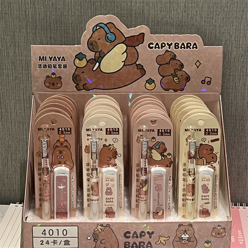 1Set 8 In 1 Student Stationery Capybara Pencil Ruler Eraser Sharpener Set Office Accessories School Writing Supplies Kids Gifts