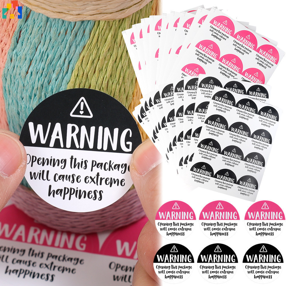 120-600Pcs Round Black Pink Adorable Warning Extreme Happiness Labels ...