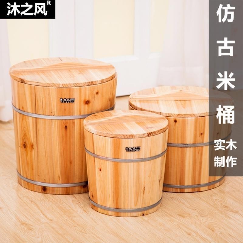 Solid Wood Kitchen Storage Insect-Proof Fresh-Keeping Rice Bucket Rice ...