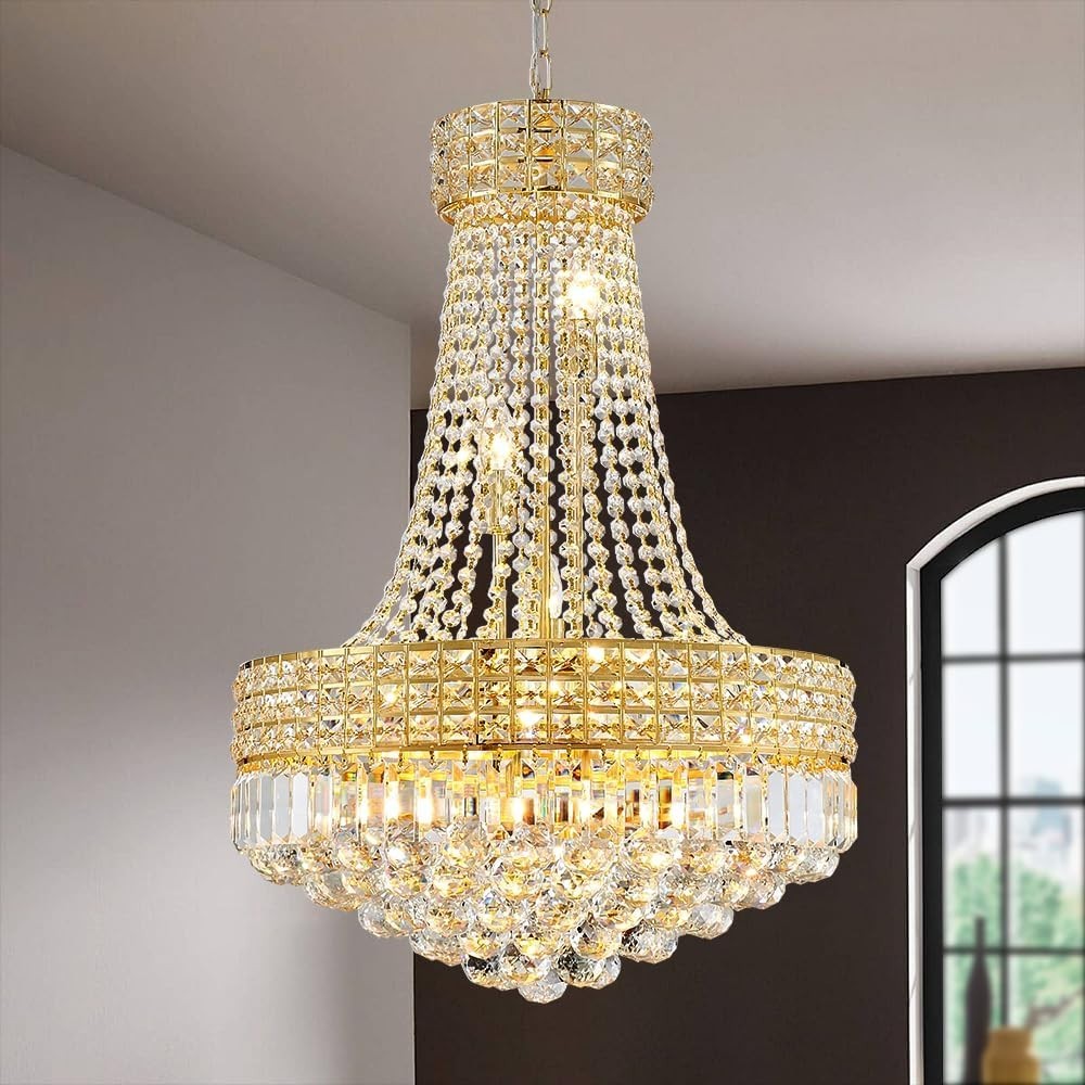 Modern Gold Crystal Light Ceiling Chandelier Pendant Lamp Crystal Lampu ...