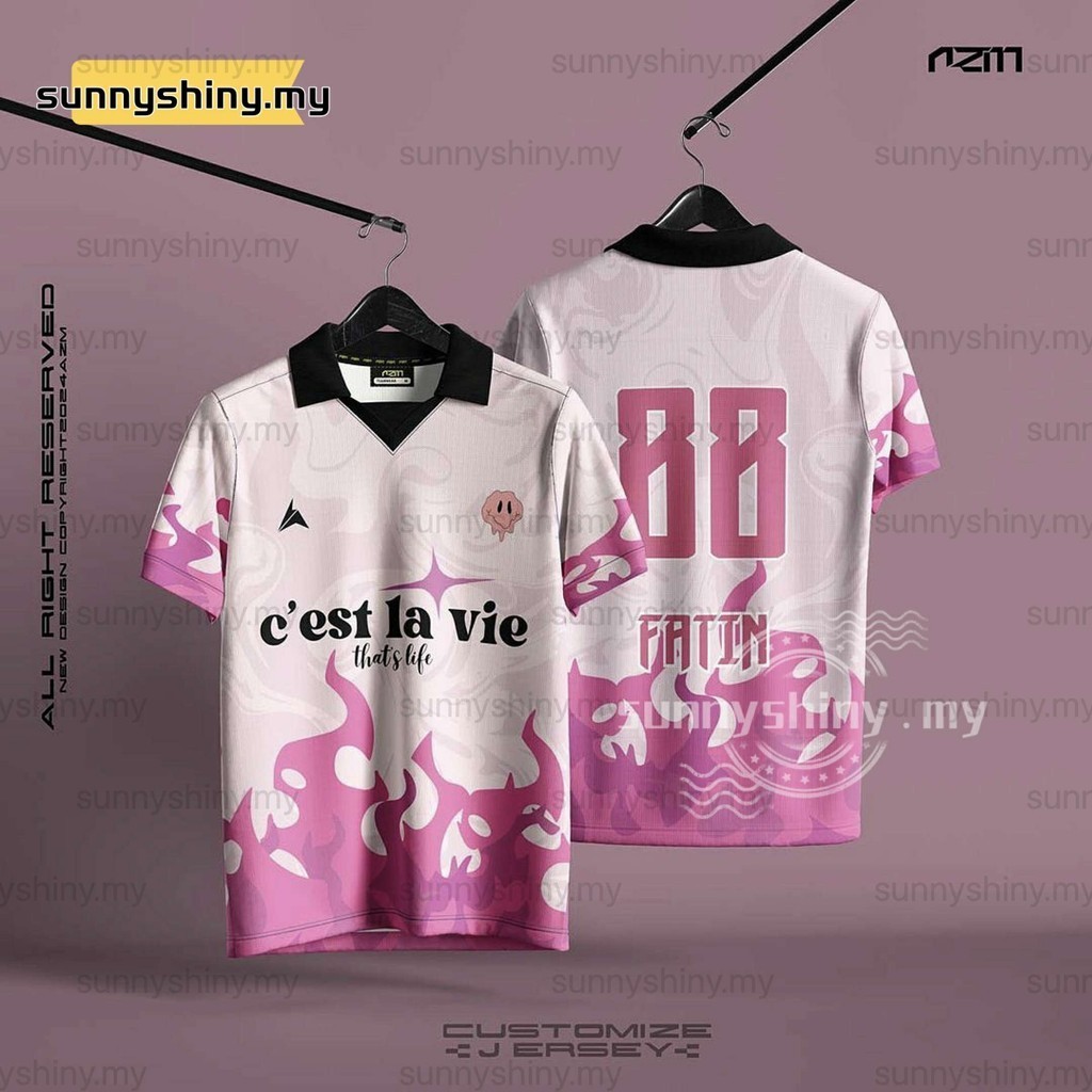 Cest La Vie Baju Pink Jersey Berkolar Perempuan Flame Custom Jersey