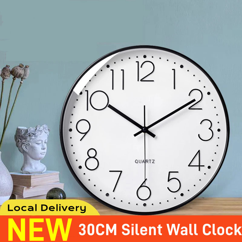 12 inch Silent Wall Clock 30cm Circular Clocks Noiseless Bedside Quartz