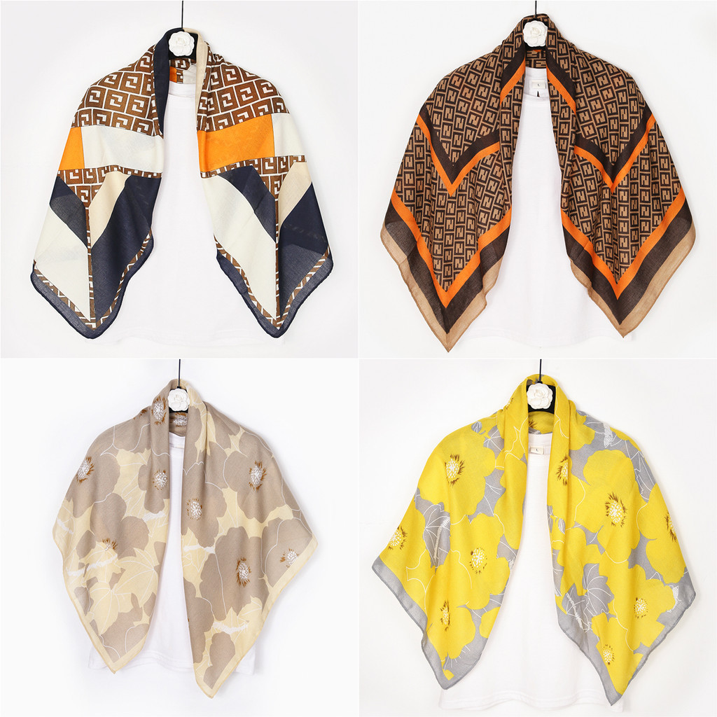 Cotton square scarf for women in a print head design