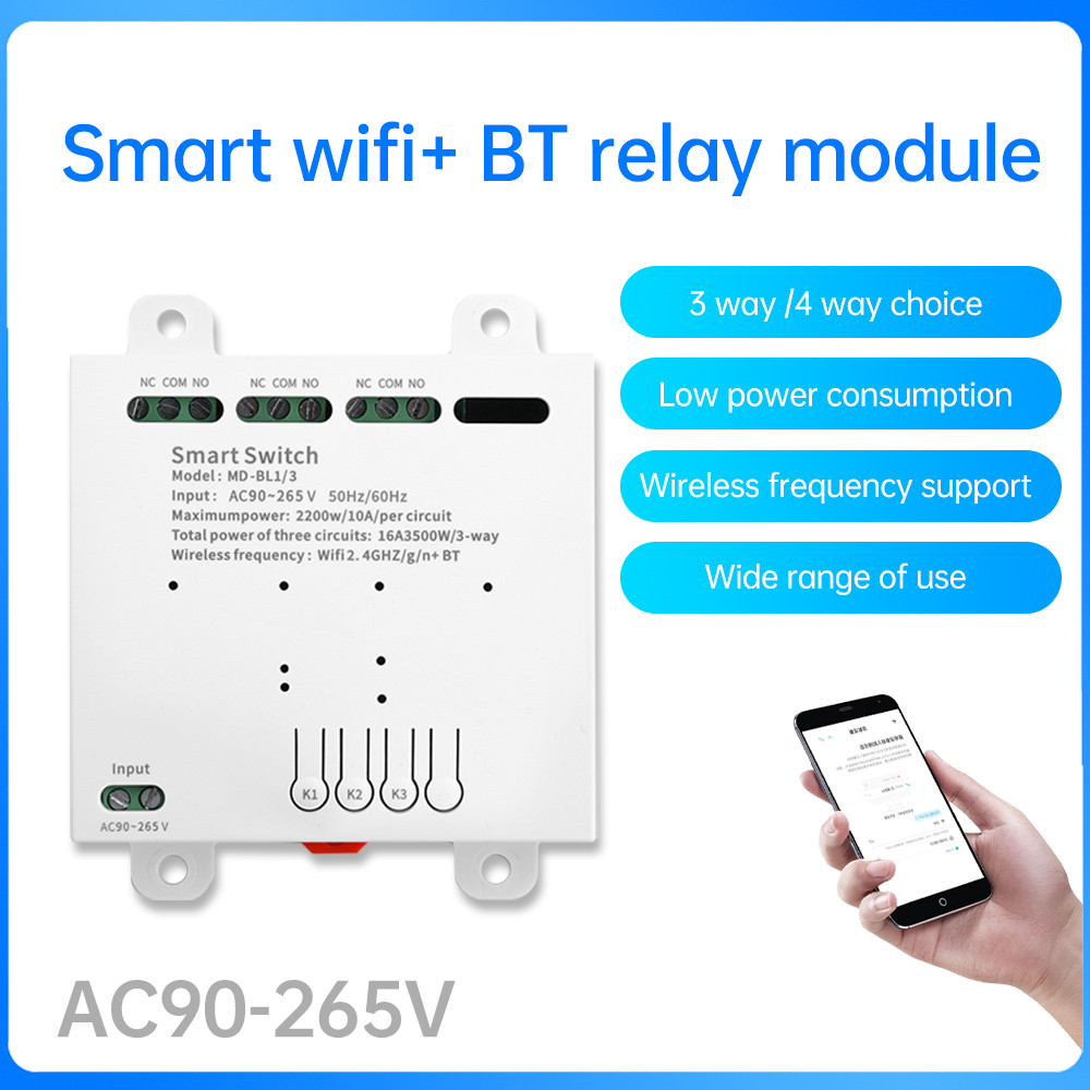 3/4 Channel Ac90-265V Intelligent Wifi Bt Relay Module Remote Control ...