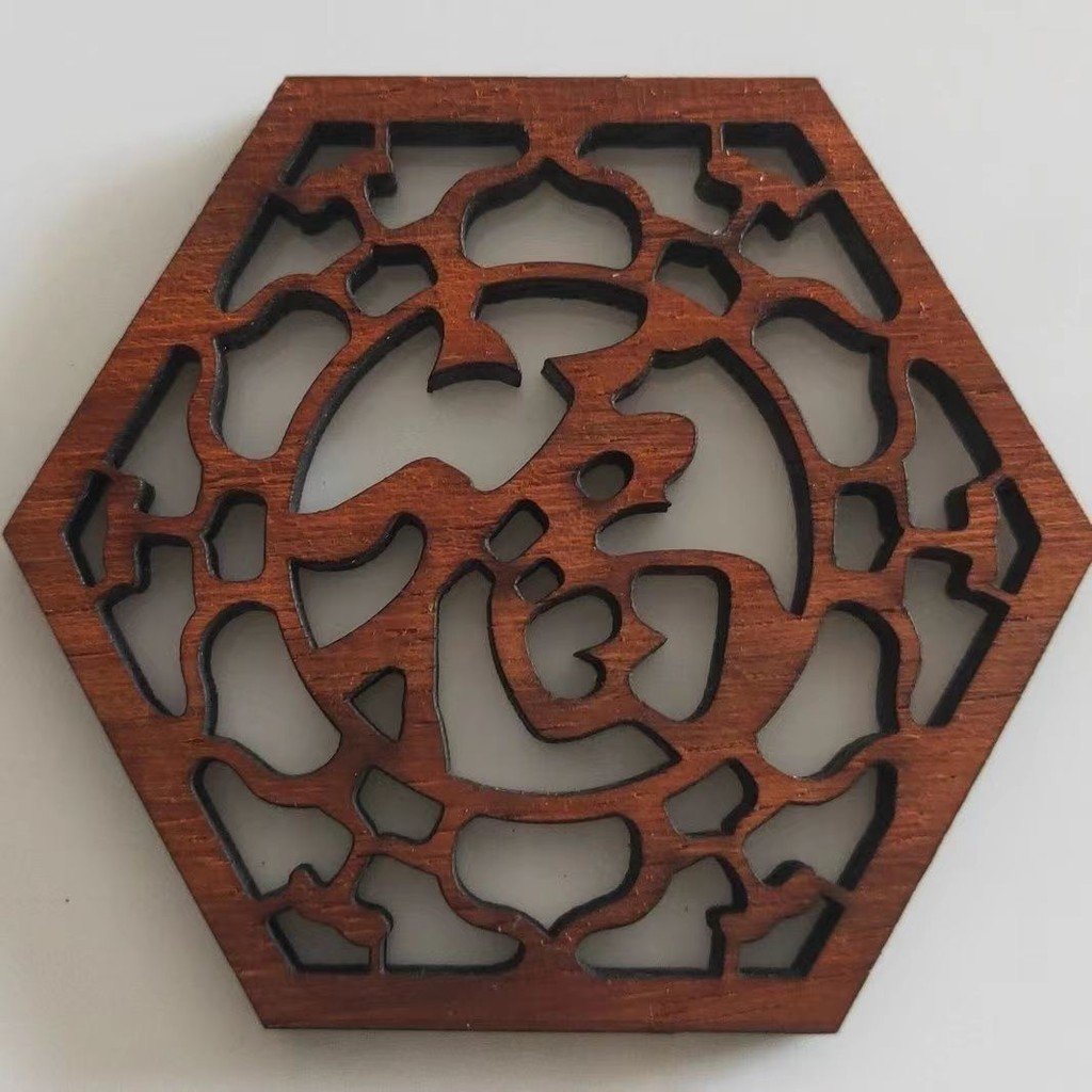 Hexagonal Sound Window Rosewood Solid Wood Flower Window Diameter 6.8cm ...