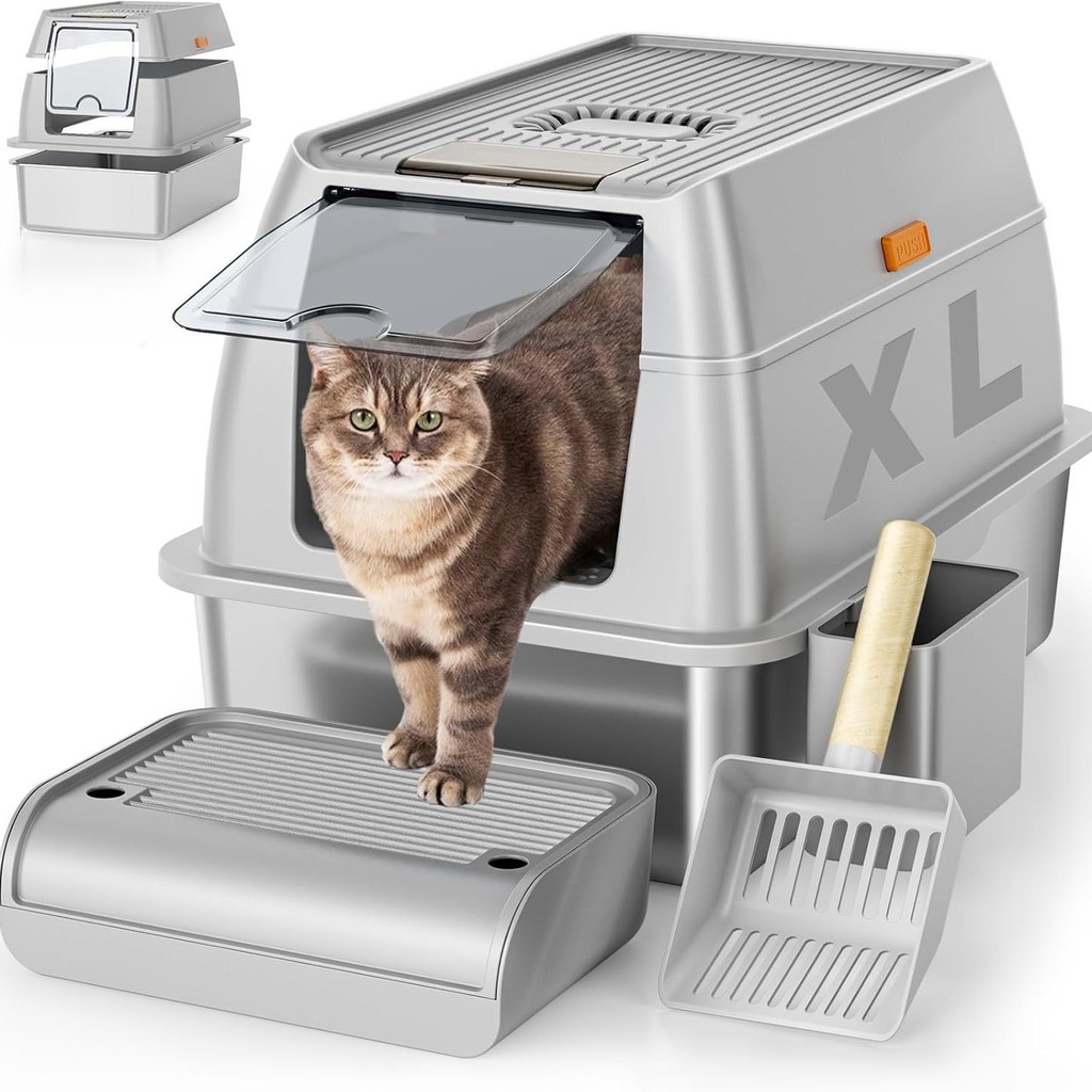 Large Capacity Rust-Proof Three-Layer Sealed Stainless Steel Cat Litter ...