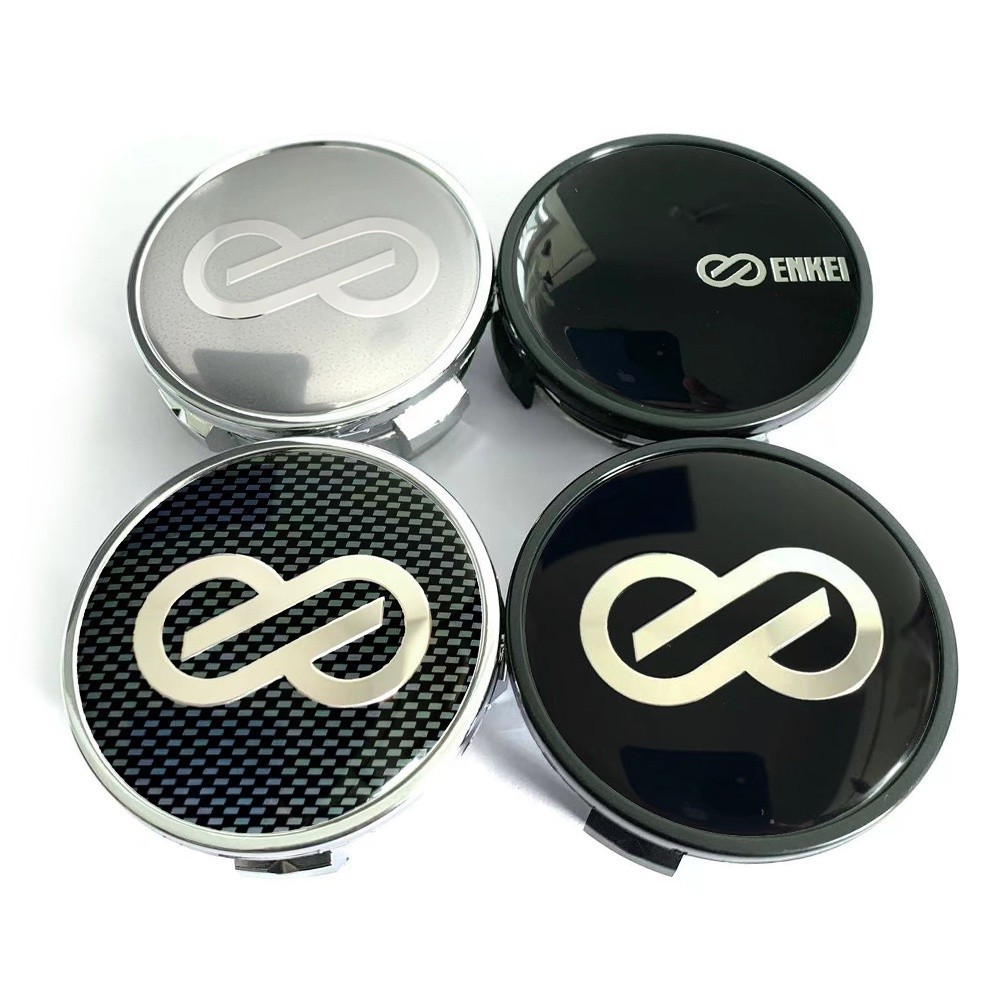 4pc 62mm ENKEI Logo Black Silver Car Modified Wheel Center Cover Rim ...