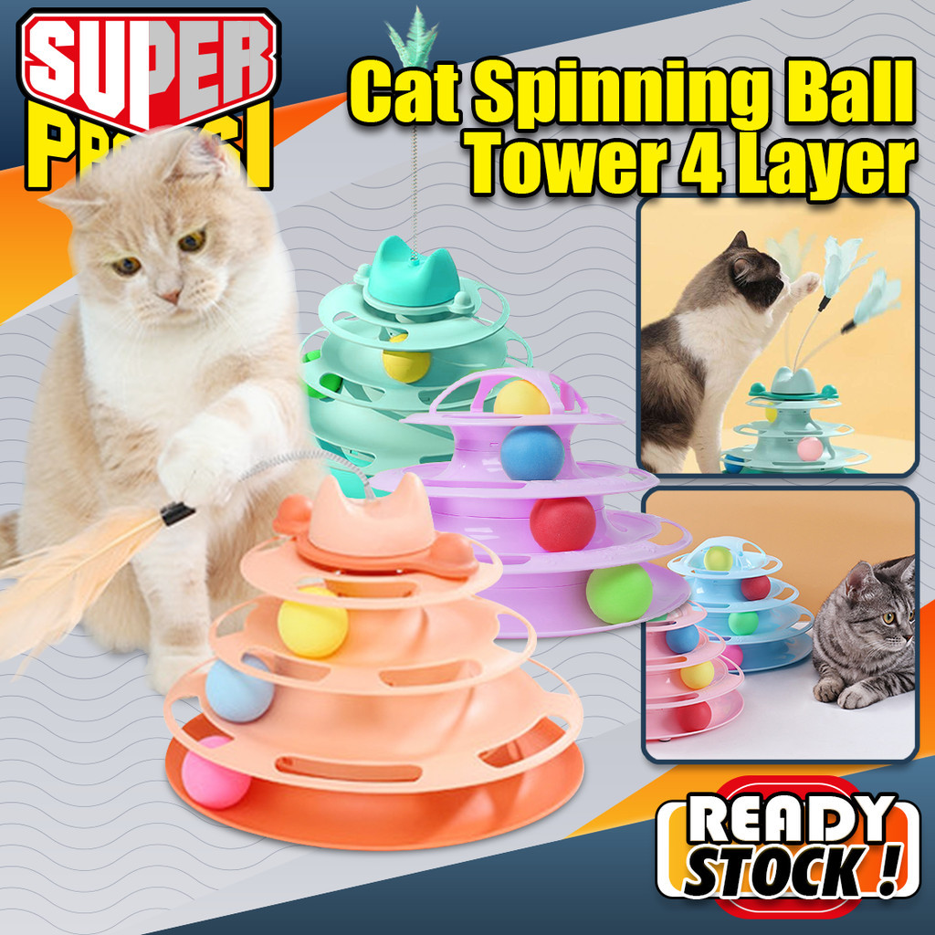 Cat Spinning Ball Tower 4 Layers Cat Ball Chasing Tower Spinning Toy ...