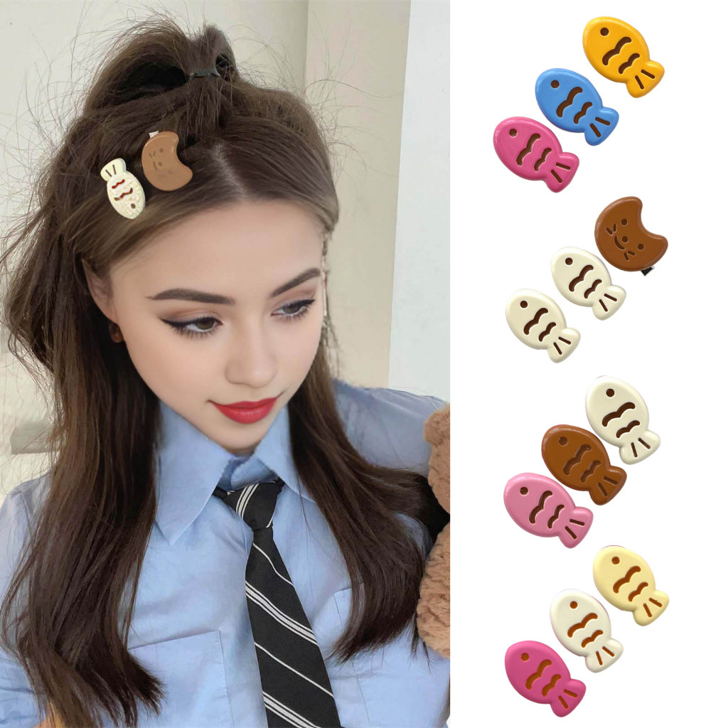 Girls Bangs Clip Candycolored Hair Accessory 3 Pcs Cute Cartoon Fish