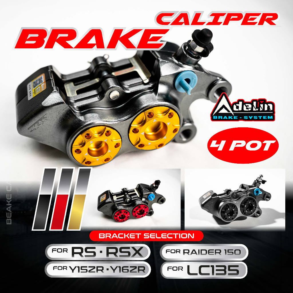 Brake Caliper 4POT (WITH CALIPER BRACKET) ADELIN for RS150/RSX150, Y15 ...