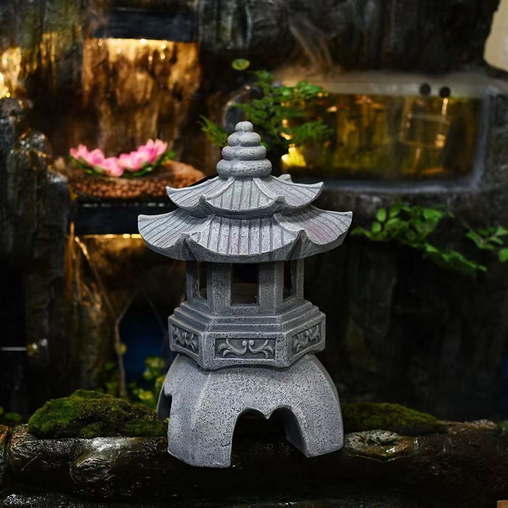 Outdoor Japanese Style Courtyard Ornaments Solar Palace Lanterns Garden 